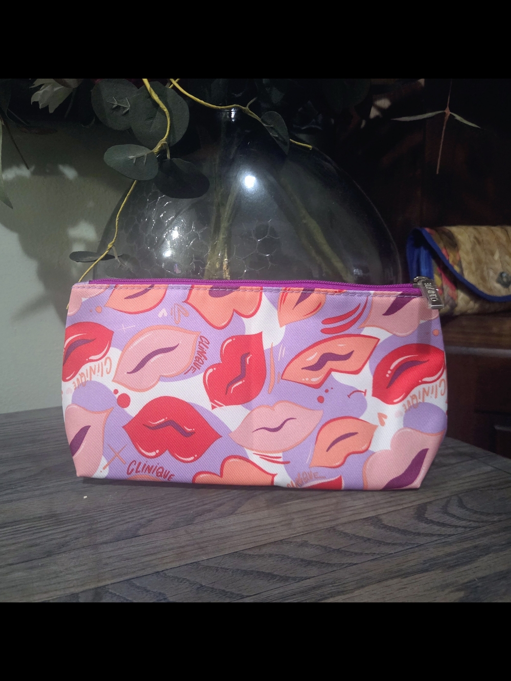 Clinique Pink Lavender Lip Pattern Makeup Pouch